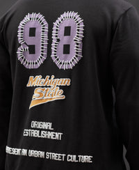 Black Printed Regular Fit Full Sleeves T-Shirt 100% Cotton