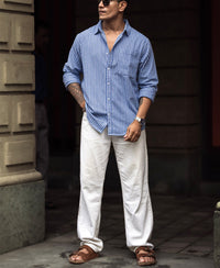 Blue Stripes Full Sleeves Shirt