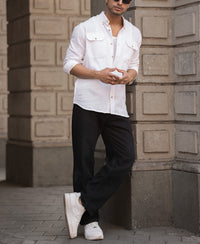 White Regular Fit Full Sleeves Shirt 100% Cotton