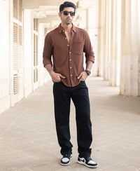 Cocoa Brown Regular Fit Full Sleeve Shirt