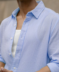 Light Blue Crinkled Shirt 100% Cotton