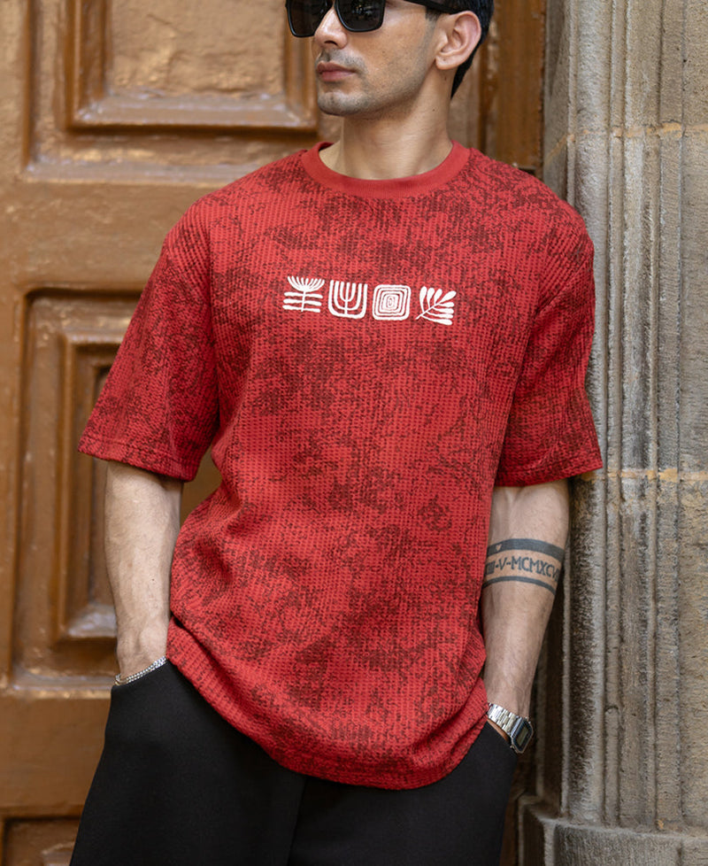 Brick Red Printed T-Shirt