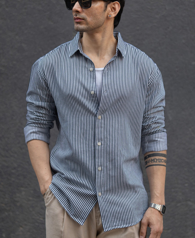 Black & White Striped Shirt 100% Cotton
