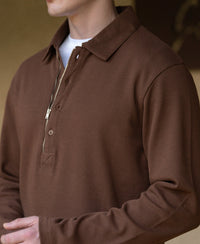 Brown Structure Zipper T-Shirt