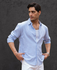 Light Blue Oxford Stripe Shirt 100% Cotton