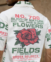 Washed Flower Print Shirt 100% Cotton