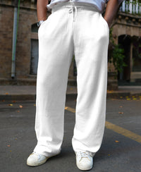Cream Waffle Baggy Fit Track Pant