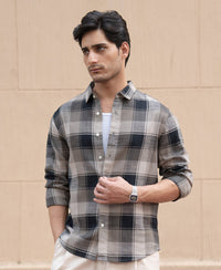 Olive & Black Structured Checks Shirt 100% Cotton
