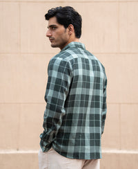 Olive Lightweight Checks Shirt 100% Cotton