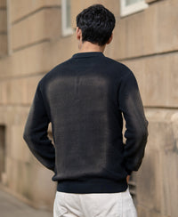 Black Sprayed Zipper Neck T-Shirt 100% Cotton