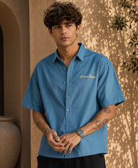 Blue Embroidered Oxford Shirt
