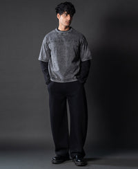 Grey Washed Panelled T-Shirt 100% Cotton