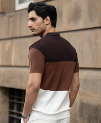 Brown & Beige Stripe Knit T-Shirt 100% Cotton