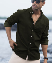 Dark Olive Corduroy Buttondown Shirt 100% Cotton
