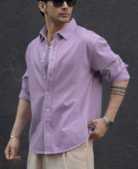 Lavender Overdyed Structured Shirt 100% Cotton