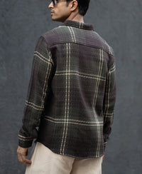 Dark Olive Structured Checks Shirt