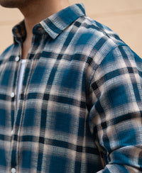 Teal Structured Checks Shirt 100% Cotton