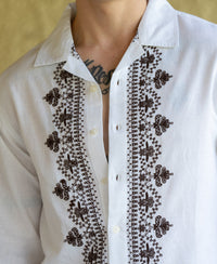 White Embroidered Shirt 100% Cotton