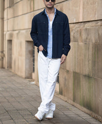 Navy Overdyed Twill Overshirt 100% Cotton