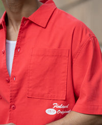 Red Printed Structure Shirt 100% Cotton