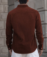 Brown Corduroy Regular Fit Full Sleeves Shirt 100% Cotton
