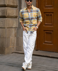 Yellow Brushed Checks Shirt