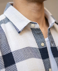 Navy Structure Checked Shirt