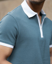 Grey Sky Zipper Neck T-Shirt