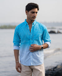 Blue Sprayed Stripe Shirt 100% Cotton