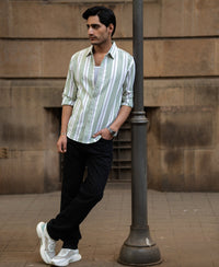 Green Strucured Stripe Shirt