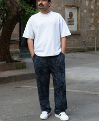 Black Printed Baggy Fit Trackpants