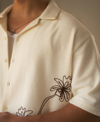Off White Knit Embroidery Shirt