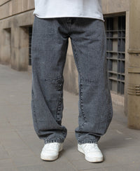 Charcoal Panelled Barrel Fit Jeans