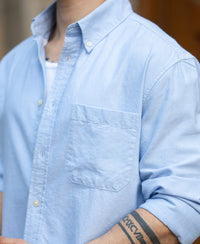 Blue Oxford Button Down Shirt 100% Cotton