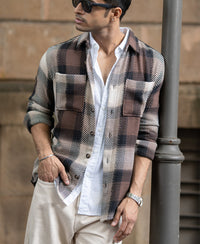 Brown Twill Check Shirt