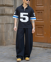 Black Contrast Applique T-Shirt 100% Cotton