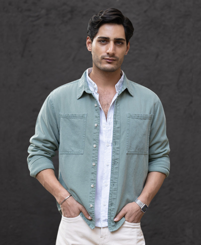 Pista Washed Structured Denim Shirt 100% Cotton