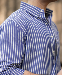 Dark Blue Lightweight Stripe Shirt 100% Cotton