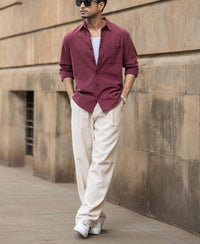 Burgundy Washed Structure Shirt 100% Cotton