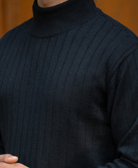 Black Structure Stripe High Neck T-Shirt