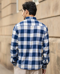 Blue Brushed Regular Fit Checks Shirt