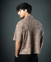 Dark Beige Printed Boxy T-Shirt