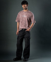 Brown Washed Graphic T-Shirt 100% Cotton