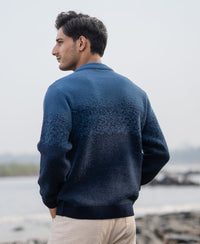 Navy Ombre Jacquard Knit T-Shirt