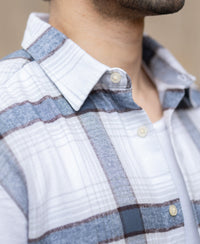 Grey Structured Checked Shirt 100% Cotton