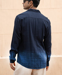 Navy Structured Ombre Shirt 100% Cotton