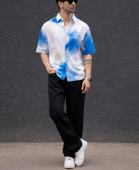 Blue Tie Dye Print shirt 100% Cotton