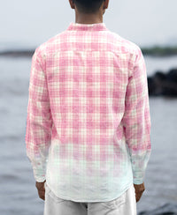 Pink Light Weight Ombre Checks Shirt 100% Cotton