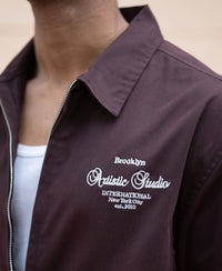 Brown Embroidered Boxy Shirt 100% Cotton