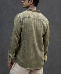 Olive Overdyed Lightweight Shirt 100% Cotton